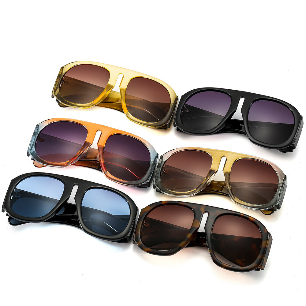 Ins Large Frame Sunglasses Womens Fashion Street Shoot Round Show Individualized Contrast Color Sunglasses