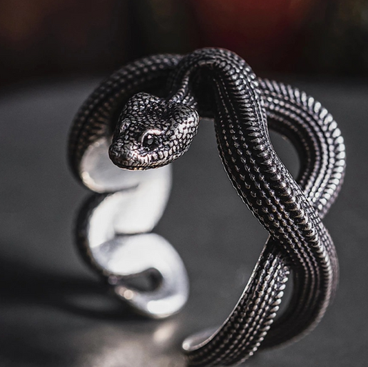 Python ring dark punk three dimensional snake ring snake winding ring