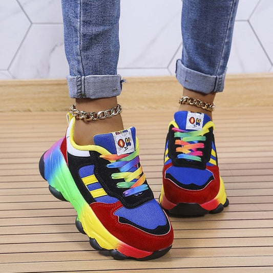 New Season Colorful Dads Shoes Hip Hop Street Sports Colored Casual Individualized Matsuke Rainbow Womens Shoes Large