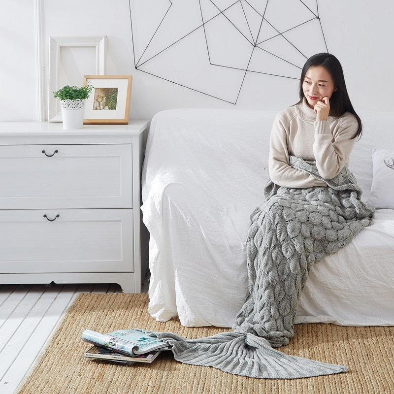 Mermaid Blanket Blankets Knitting Fish Tail Blanket Sofa Cover Birthday Gifts For Girls