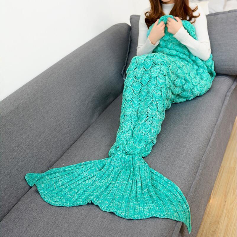Mermaid Blanket Blankets Knitting Fish Tail Blanket Sofa Cover Birthday Gifts For Girls